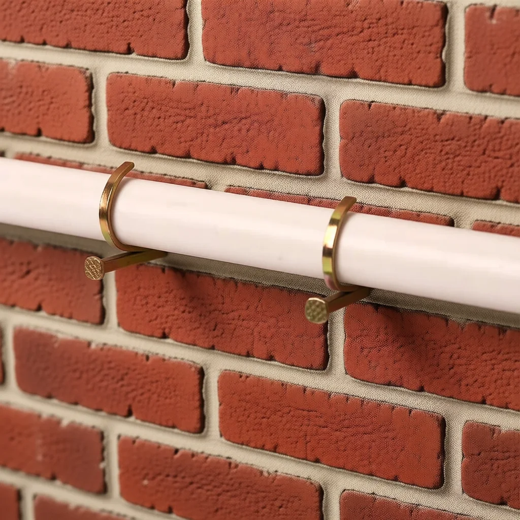 Fixed pipe to brick wall